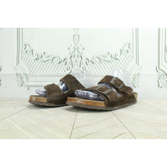 Birkenstock Arizona  Brown Suede Double-Strap Slide Sandals Size 38 US 7 - Picture 2 of 9